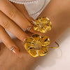 Wholesale Titanium Steel Flower Shape Open Bracelet For Women 18K Gold Plated Electroplated