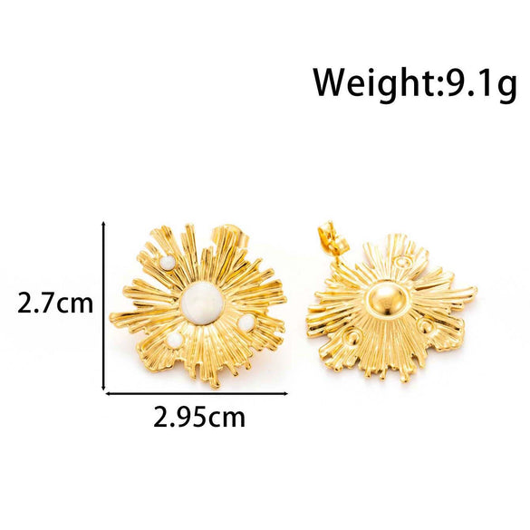 Wholesale Titanium Steel Flower Shaped Stud Earrings With Electroplating And Irregular Personality Design For Women