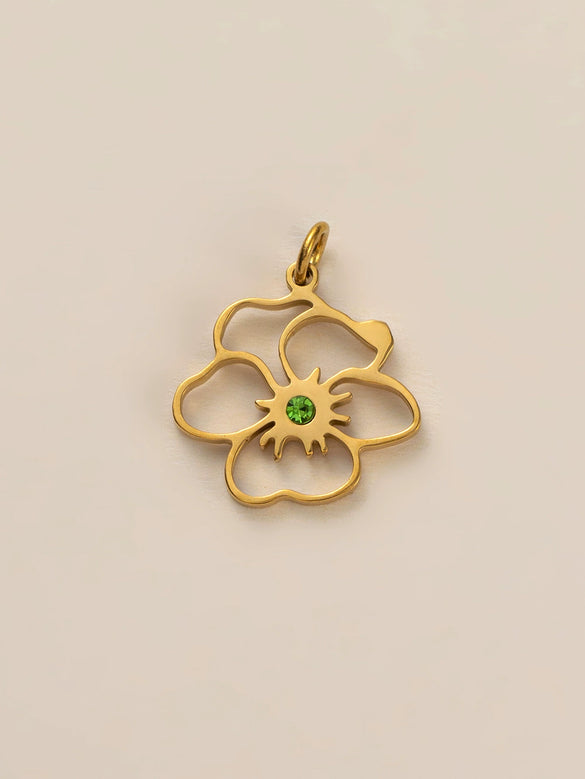 Wholesale Titanium Steel Flower Square Birthstone Pendant Necklace For Women With Electroplating