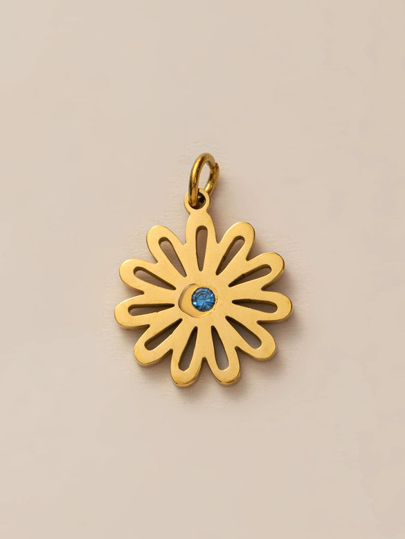 Wholesale Titanium Steel Flower Square Birthstone Pendant Necklace For Women With Electroplating