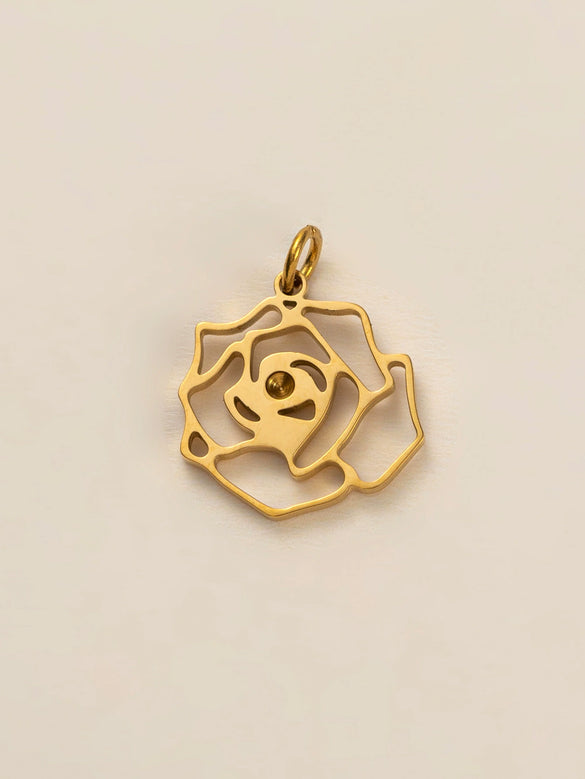 Wholesale Titanium Steel Flower Square Birthstone Pendant Necklace For Women With Electroplating