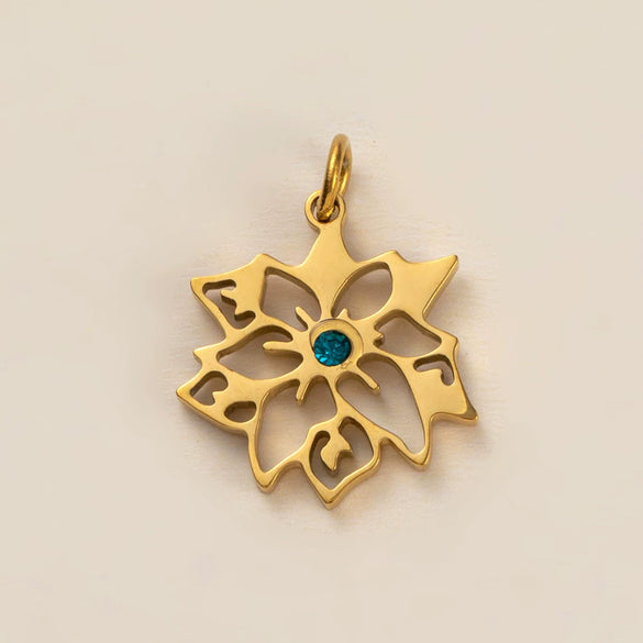 Wholesale Titanium Steel Flower Square Birthstone Pendant Necklace For Women With Electroplating