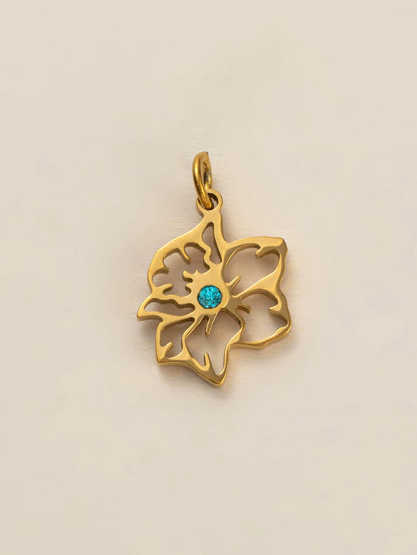 Wholesale Titanium Steel Flower Square Birthstone Pendant Necklace For Women With Electroplating
