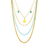 Wholesale Titanium Steel Four Layer Chain Necklace With Irregular Round And Geometric Pendant Electroplated For Women