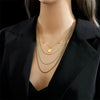 Wholesale Titanium Steel Four Layer Chain Necklace With Irregular Round And Geometric Pendant Electroplated For Women