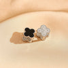 Wholesale Titanium Steel Fourleaf Clover Dualpurpose Earrings With Diamond Design And Vacuum Furnace Electroplated Simple Style For Women
