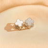 Wholesale Titanium Steel Fourleaf Clover Dualpurpose Earrings With Diamond Design And Vacuum Furnace Electroplated Simple Style For Women