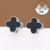 Wholesale Titanium Steel Fourleaf Clover Dualpurpose Earrings With Diamond Design And Vacuum Furnace Electroplated Simple Style For Women