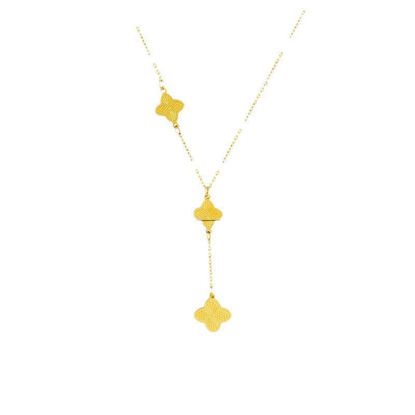 Wholesale Titanium Steel Fourleaf Clover Long Necklace For Women Electroplated Geometric Style