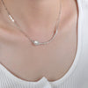 Wholesale Titanium Steel Freshwater Pearl Clavicle Chain Necklace With Flower Pattern And Gold Plated Electroplating For Women