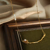 Wholesale Titanium Steel Freshwater Pearl Clavicle Chain Necklace With Flower Pattern And Gold Plated Electroplating For Women