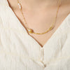 Wholesale Titanium Steel Freshwater Pearl Clavicle Chain Necklace With Flower Pattern And Gold Plated Electroplating For Women