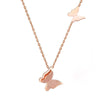 Wholesale Titanium Steel Frosted Butterfly And Bow Ochain Necklace For Women With Electroplating Treatment