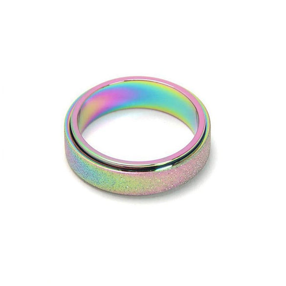 Wholesale Titanium Steel Frosted Rotatable Antianxiety Decompression Ring Jewelry With Geometric Pattern And Polish Processing For Unisex