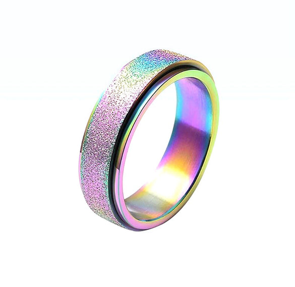 Wholesale Titanium Steel Frosted Rotatable Antianxiety Decompression Ring Jewelry With Geometric Pattern And Polish Processing For Unisex