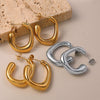 Wholesale 316L Stainless Steel G Shape Gold Plated Geometric Fashion Women's Earrings