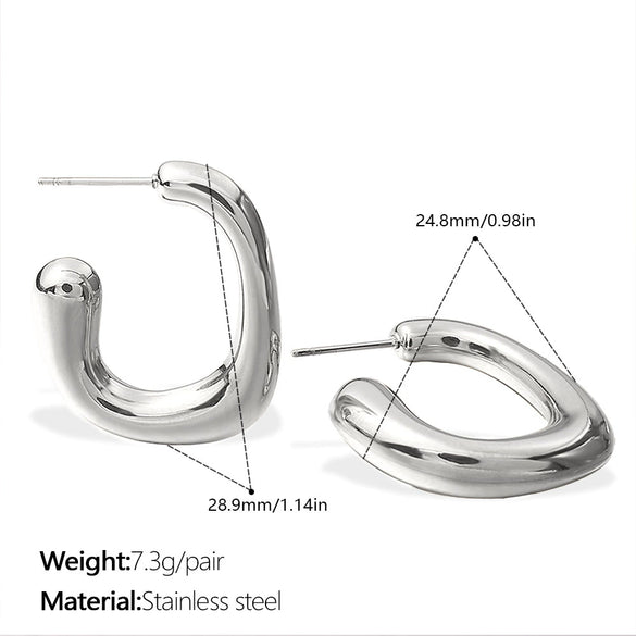 Wholesale 316L Stainless Steel G Shape Gold Plated Geometric Fashion Women's Earrings