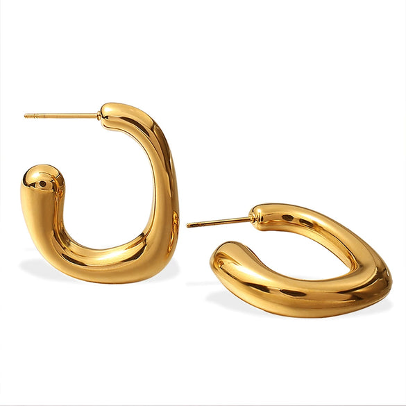 Wholesale 316L Stainless Steel G Shape Gold Plated Geometric Fashion Women's Earrings