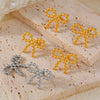 Wholesale 316L Stainless Steel Geometric And Bow Shape Earrings With Electroplating For Women