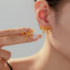 Wholesale 316L Stainless Steel Geometric And Bow Shape Earrings With Electroplating For Women