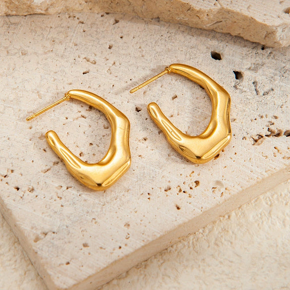 Wholesale Titanium Steel Geometric And Flower Earrings 18K Gold Plated Stainless Steel Fashion For Women
