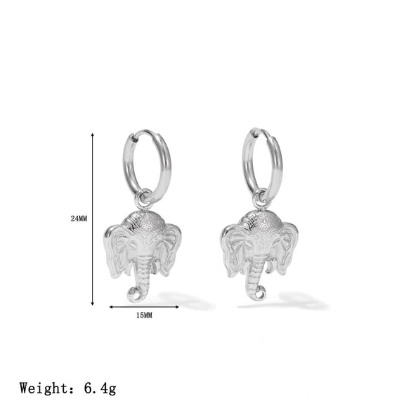 Wholesale Titanium Steel Geometric Animal Elephant Earrings Light Luxury Vintage Electroplated For Women