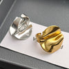 Wholesale Titanium Steel Geometric Asymmetrical Women's Ring Electroplated Retro Cool Style