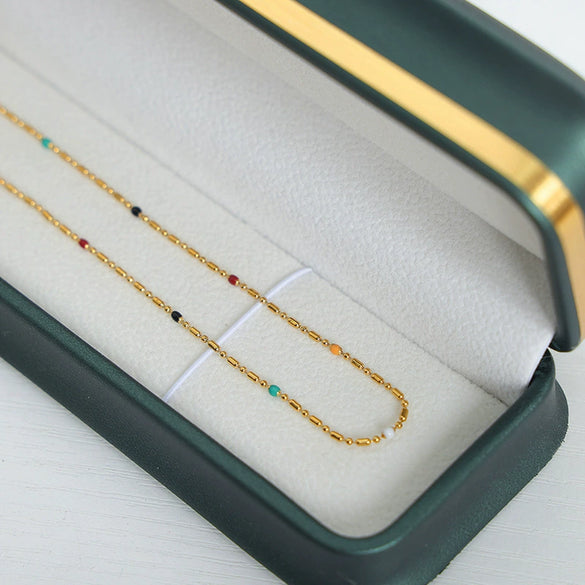 Wholesale 316L Stainless Steel Geometric Ball Drop Oil Necklace For Women