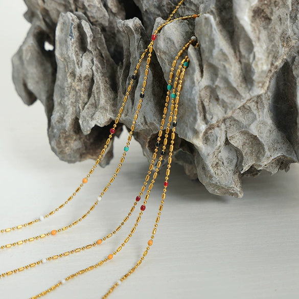 Wholesale 316L Stainless Steel Geometric Ball Drop Oil Necklace For Women