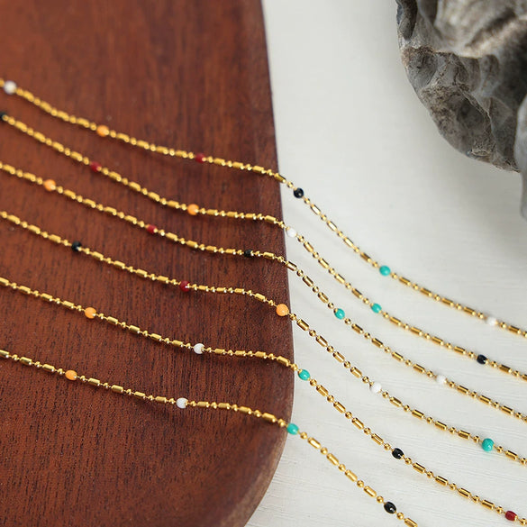 Wholesale 316L Stainless Steel Geometric Ball Drop Oil Necklace For Women