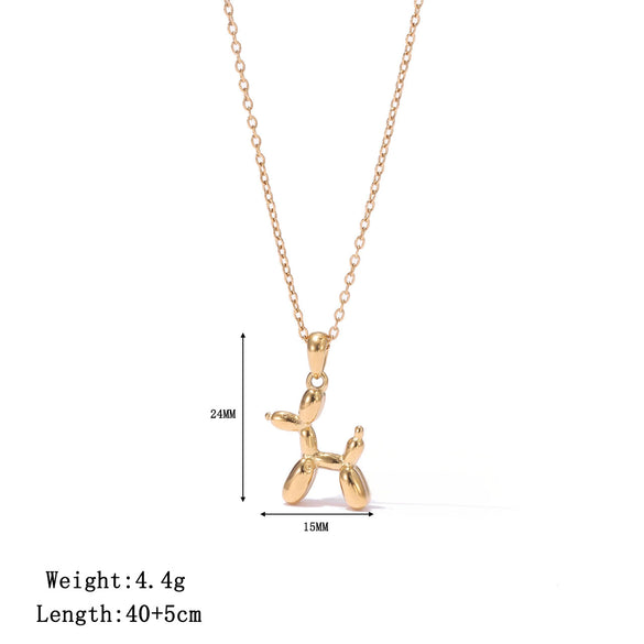 Wholesale Titanium Steel Geometric Balloon Dog Necklace For Women Electroplated O Word Chain Simple Style