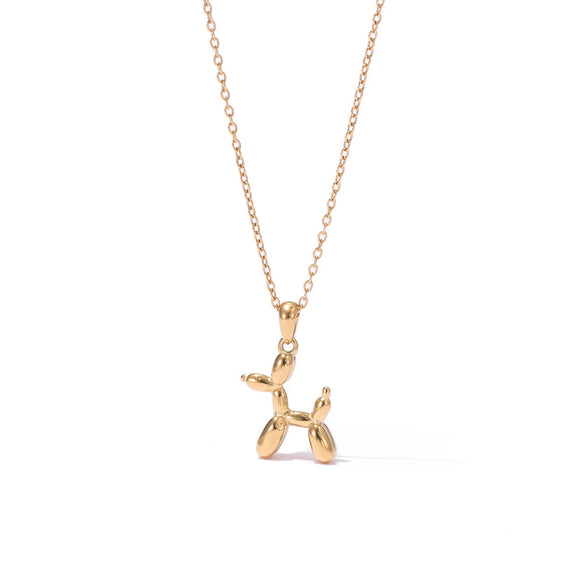 Wholesale Titanium Steel Geometric Balloon Dog Necklace For Women Electroplated O Word Chain Simple Style