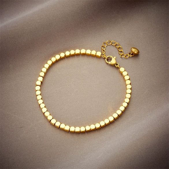 Wholesale Titanium Steel Geometric Beaded Bracelet For Women With Electroplating Treatment