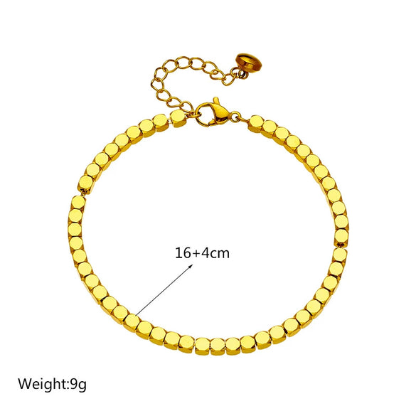 Wholesale Titanium Steel Geometric Beaded Bracelet For Women With Electroplating Treatment