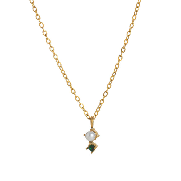 Wholesale Titanium Steel Geometric Birthstone Zircon Necklace Electroplated O Word Chain Unisex