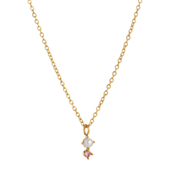 Wholesale Titanium Steel Geometric Birthstone Zircon Necklace Electroplated O Word Chain Unisex