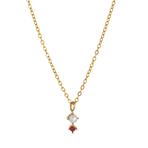 Wholesale Titanium Steel Geometric Birthstone Zircon Necklace Electroplated O Word Chain Unisex