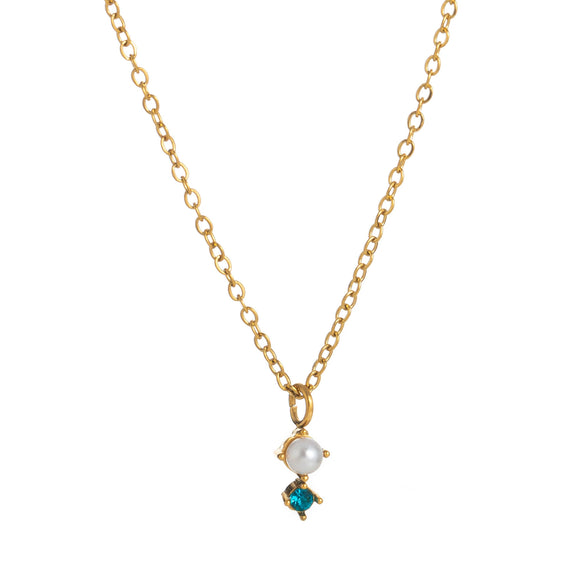 Wholesale Titanium Steel Geometric Birthstone Zircon Necklace Electroplated O Word Chain Unisex