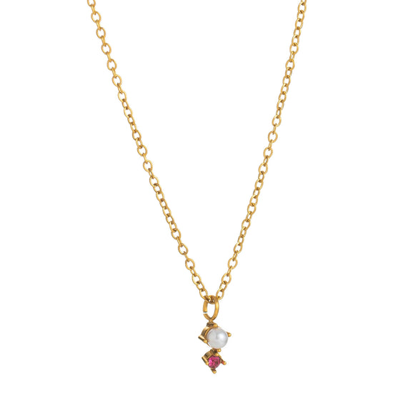 Wholesale Titanium Steel Geometric Birthstone Zircon Necklace Electroplated O Word Chain Unisex