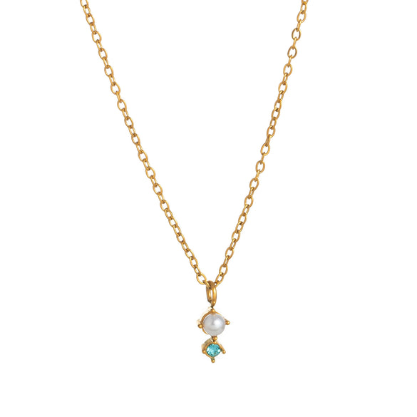 Wholesale Titanium Steel Geometric Birthstone Zircon Necklace Electroplated O Word Chain Unisex