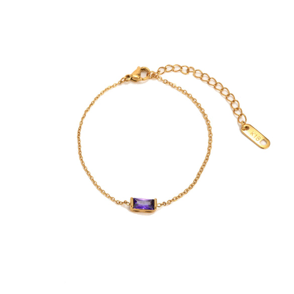 Wholesale Titanium Steel Geometric Birthstone Zircon Necklace With Electroplating For Unisex