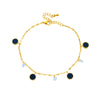 Wholesale Titanium Steel Geometric Black Wafer Pendant Anklet For Women Retro And Fashion Style