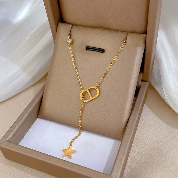Wholesale Titanium Steel Geometric Cartoon Style Electroplated Cold Necklace For Unisex As Clavicle Chain Accessories