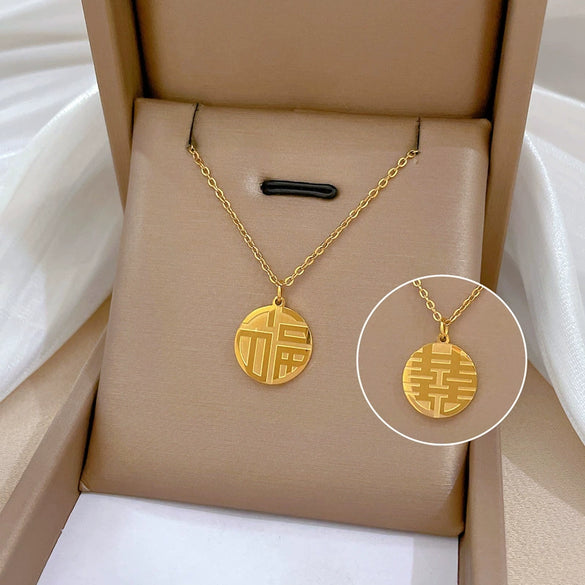 Wholesale Titanium Steel Geometric Cartoon Style Electroplated Cold Necklace For Unisex As Clavicle Chain Accessories