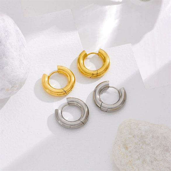 Wholesale Titanium Steel Geometric Circle Earrings With Electroplating For Women Simple Cold Style Allmatch Design