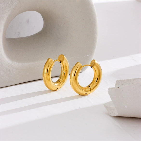 Wholesale Titanium Steel Geometric Circle Earrings With Electroplating For Women Simple Cold Style Allmatch Design