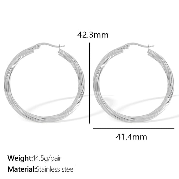 Wholesale 316L Stainless Steel Geometric Circle Electroplated Earrings For Women Retro Fashion Style