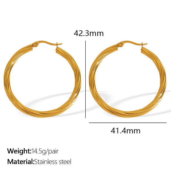 Wholesale 316L Stainless Steel Geometric Circle Electroplated Earrings For Women Retro Fashion Style