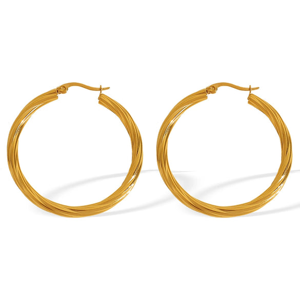 Wholesale 316L Stainless Steel Geometric Circle Electroplated Earrings For Women Retro Fashion Style