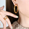 Wholesale 316L Stainless Steel Geometric Circle Electroplated Exaggerated Women's Earrings